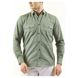 Chemise Western Slim Fit à double poche à rabat vert amande - Product Image 5