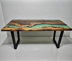 Mesa de comedor de Río transparente de madera maciza de resina epoxi Mesa de resina epoxi para uso en restaurantes y hoteles de F S International - Product Image 3
