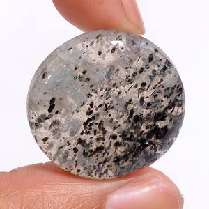 Colgante de cristal pulido alto hecho a mano, cabujón natural de cuarzo de punto negro suelto de calidad pura, joyería pintada a mano - Product Image 4