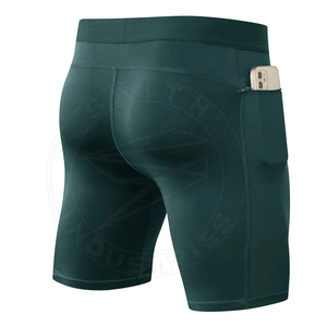Pantalones cortos de gimnasio de diseño personalizado para hombre, pantalones cortos cómodos informales de lona con patrón sólido de compresión de secado rápido, cierre de cintura elástica, teñido liso - Product Image 4