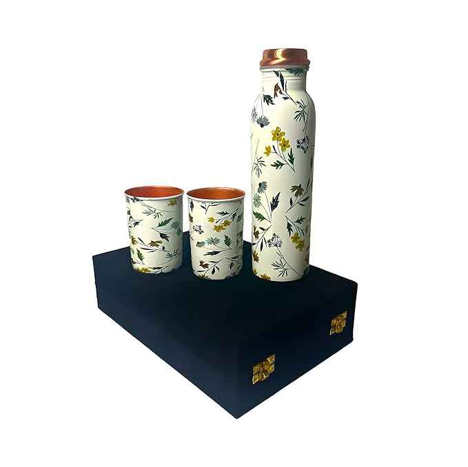 Beautiful Set of 2 High Quality Copper Printed Water Bottles Shiny Polished High on Demand Plastic Drinkware at Excellent Price