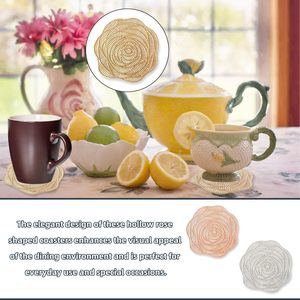 Posavasos Huecos con Diseño de Rosa, Posavasos de PVC con Flores, Protectores de Vasos, Elegantes Posavasos Decorativos para Mesa, Adornos para el Hogar y Festividades - Product Image 3