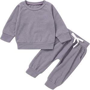 Survêtement en coton noir pour bébés garçons, col rond, manches longues, couleur unie, tenue décontractée d'automne, pantalon de jogging à taille élastique, longueur complète - Product Image 4