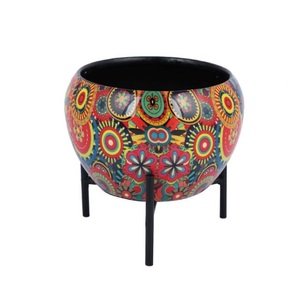 Collection de décorations pour le jardin Meena en métal antique fait à la main-Pots de fleurs et jardinières uniques en acier inoxydable Décoration de table - Product Image 4