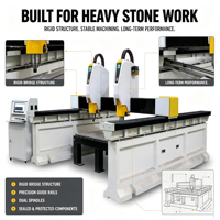 Machine de gravure et de découpe CNC à double tête 3 axes pour pierre, moteur 7,5 kW, pour marbre, granit, pierres tombales et pierres architecturales de grande taille