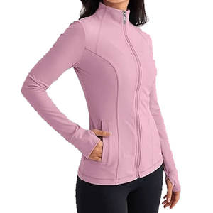 Transpirable y cómodo de alta calidad con estampado de logotipo personalizado para mujer, chaqueta de Yoga, ropa de gimnasio, chaqueta de Yoga, servicio OEM personalizado - Product Image 3