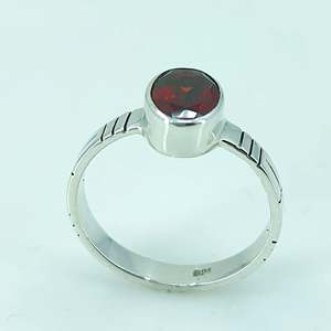 Boho January Birthstone <b>Ring</b> in 925 Sterling <b>Silver</b> Handmade <b>Garnet</b> Inlay High Quality Top for Her Birthday Anniversary Gift - Product Image 5
