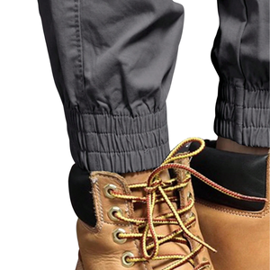 Mens Gray Solid Cargo Jogger Pants Elastic Waist Drawstring Multi Pocket Casual Tactical Outdoor Canvas 6XL Regular Fit - Product Image 6