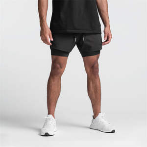 Shorts de sport pour hommes en nylon de compression personnalisés en gros, 2 en 1, design de créateur, pour la salle de sport, l'entraînement, la course à pied - Product Image 6