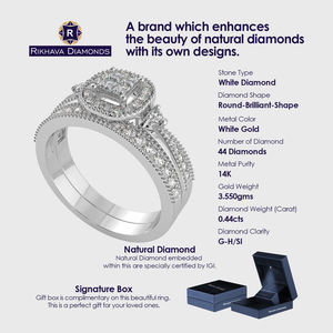 Anillo de moda de oro blanco con diamantes de 14K de alta calidad al mejor precio para mujer - Product Image 3