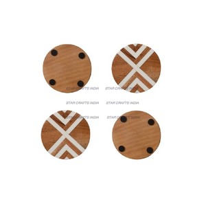 Unique Handmade <b>Round</b> Tea Best Coaster Wood Diamond Pattern Resin Coaster <b>Set</b> of <b>4</b> <b>for</b> Office & Home Hotel Restaurant Use <b>Table</b> - Product Image 5