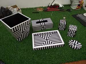 Elegante conjunto de baño con incrustaciones de concha de madreperla, accesorios de tocador hechos a mano para uso de lujo en el hogar, hotel y restaurante - Product Image 5