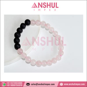 Exclusiva Gama de Pulseras Difusoras de Cuarzo Rosa y Piedra Volcánica con Cuentas de Cristal de Estilo Romántico a Precio de Fábrica - Product Image 4