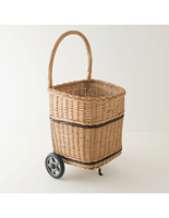 Panier de courses à roulettes en osier, support de cuisine en bois, couleur naturelle, fait main, écologique, capacité 20-35L, Nhat Minh Ready for