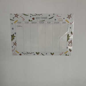 2025 modèle-6 effaçable à sec planificateur hebdomadaire organisateur tableau blanc réutilisable Surface électricité statique tenant verre bois aimant conseil - Product Image 4