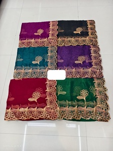 Charmant Saree indien en mousseline de soie en organza brodé de bordure festonnée offert à des prix d'usine attractifs - Product Image 3