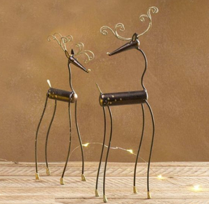 Decoración interior de Navidad Aluminio fundido Hecho a mano Oro Acabado Ciervo Artículos de mesa Aluminio Decorativo Ciervo Par Reno - Product Image 6