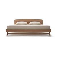Cadre de lit traditionnel extensible et réglable en teck massif avec finition naturelle et sans matelas pour une utilisation en chambre à coucher intérieure