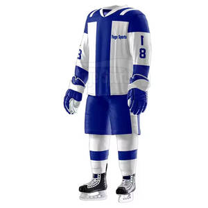 Ensembles confortables d'uniformes de hockey sur glace de taille personnalisée en stock 100% polyester à séchage rapide respirant pour hommes adultes - Product Image 4