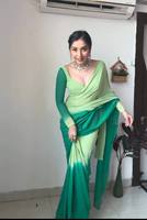 Saree Tradisional India Siap Pakai Bahan Crepe Georgette Bordir Cetak untuk Musim Panas dan Dingin, Cocok untuk Pesta, Etnik, dan Pelindung dari Sinar Matahari