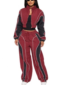 ชุดเสื้อกันลมมีซิปสำหรับผู้หญิงไซส์พิเศษเสื้อกันลมซับในตาข่ายเสื้อครอปแบบมีซิป - Product Image 2