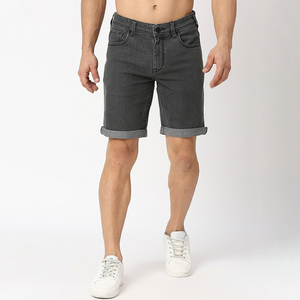 Nardon กางเกงขาสั้นผ้ายีนส์สำหรับผู้ชายกางเกงขาสั้นผ้ายีนส์แนวสตรีทสีดำ - Product Image 1