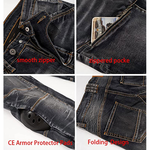 D-Ride Moto Blue Jeans de moto pour homme, homologués CE, en polyester/coton, séchage rapide, respirant, protection, OEM, grande taille, faible MOQ, personnalisable - Product Image 4