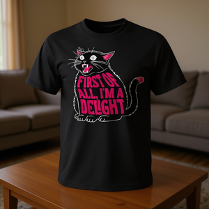 Prima di tutto, sono una maglietta con stampa di un gattino nero che urla, adorabile come un gatto. - Product Image 3