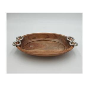 Cuenco Simple de madera para cena, tazón de madera para tamaño personalizado, de último diseño, artesanía, metal pulido brillante - Product Image 5