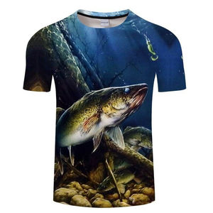T-shirt de pêche imprimé 100% polyester vierge motif canne à pêche T-shirt homme Rash Guard à séchage rapide Chemises de pêche OEM - Product Image 3