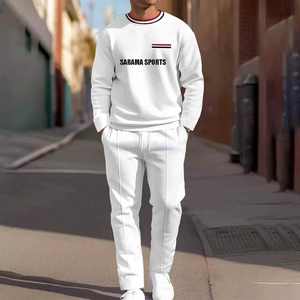 Survêtement à col rond personnalisé, uni, respirant, décontracté pour homme, avec logo, survêtement streetwear pour homme - Product Image 1