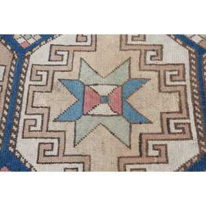 พรมตุรกีขนาด 3.37x6.3 ฟุต, พรมวินเทจลายจุดสีน้ำเงินแดง, พรมขนสัตว์ลายจุดสีน้ำเงินแดง - Product Image 5