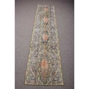 Tapis turc vintage 2,1x8,8 pieds, tapis patchwork marron - Product Image 1