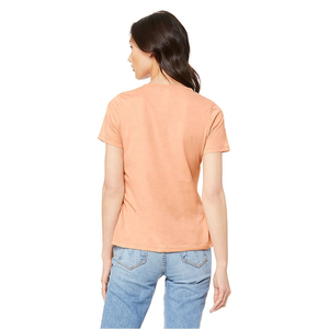 Camiseta 100% de algodón de alta calidad para mujer, venta al por mayor, cuello en V, manga corta, diseño clásico de talla grande y transpirable - Product Image 2