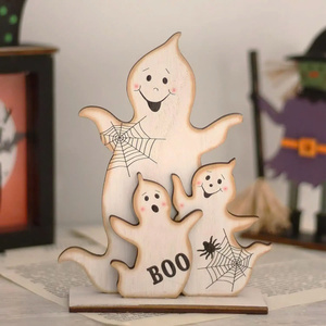 24 PiècesOrnements En Bois Halloween Pour Arbre,Deco