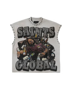 Custom Y2K Willow Nail Round Neck Vest T-Shirt, Retro Punk Hip Hop Style, Oversized Printed <b>Sleeveless</b> <b>Top</b>, Classic Loose Fit - Product Image 1