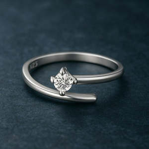 Bague Zarkan en argent 925 avec diamants américains en grappe, incrustation taille princesse tendance, taille ajustable pour fiançailles - Product Image 1