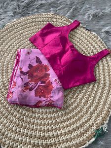 Ropa de fiesta Exclusiva Última tendencia Nueva mezcla de Georgette con sari y blusa con estampado digital a precio barato - Product Image 3