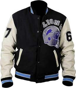 Chaqueta Universitaria de Lana de los Detroit Lions, Estilo Bomber, de Eddie Murphy, de la Película Beverly Hills Cop, para Hombre - Product Image 1