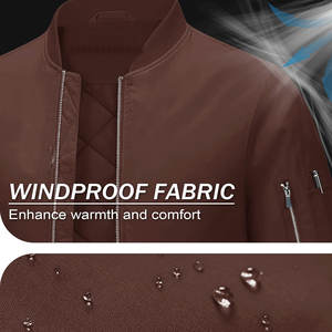 แจ็กเก็ตบอมเบอร์แจ็คเก็ตแบบมีซิปด้านหน้าสำหรับผู้ชายแจ็กเก็ตระบายอากาศได้ดีผ้าโพลีเอสเตอร์100% แขนยาวใส่สบายสไตล์ลำลอง - Product Image 4