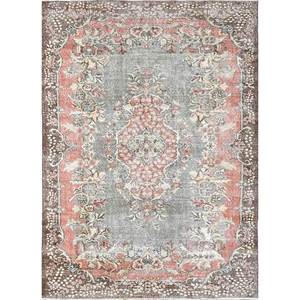 พรมขนสัตว์ถักมือสีน้ำตาลเบจวินเทจ รุ่น Pae-2802 สำหรับใช้ในบ้าน-ลายเมดัลเลียนรูปสี่เหลี่ยมผืนผ้าแบบนามธรรมสำหรับห้องนั่งเล่น ห้องโถง และห้องอื่นๆ - Product Image 1