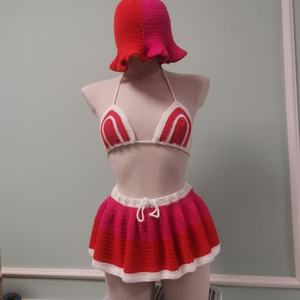 Nouveau produit en crochet personnalisé 100% Coton Écologique, Robe de plage style bikini à col en V, Maillot de bain tube mode avec logo frontal et design de taille, pour séance photo - Product Image 2