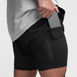 Pantalones cortos deportivos de gimnasio para hombre, tendencia de verano 2025, para correr al aire libre, pantalones deportivos transpirables de doble capa - Product Image 6