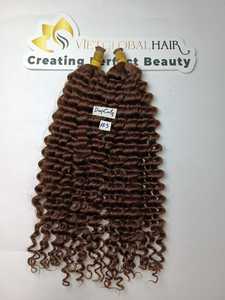 100% Cabello camboyano vietnamita crudo Color marrón Cabello rizado profundo Cutícula alineada Variedad de cabello Longitud y color - Product Image 6