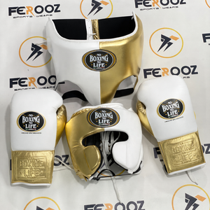 Premium Quality Customized No Boxing No Life Red/Golden Customized Boxing Sparring Kit Wholesale <b>Gloves</b> Head & Groin Guard - Product Image 3