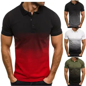 Polo personnalisé Slim Fit pour hommes Gradient Print Short Sleeve Lapel Tee pour décontracté et loisirs Wear polos - Product Image 6
