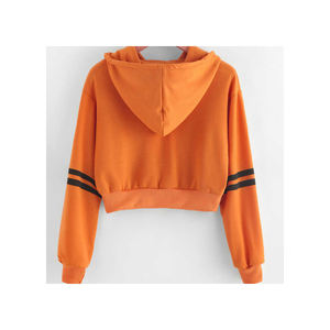 Sudadera corta de gran tamaño de alta calidad para mujer, ropa de calle hecha a medida de invierno, Jersey, diseño forrado transpirable, logotipo con cordones - Product Image 5