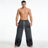 Pantalon de survêtement large imprimé personnalisé, style streetwear, avec cordon de serrage et taille élastique, pantalon Drip, pantalon à strass, pantalon Hip Hop pour homme