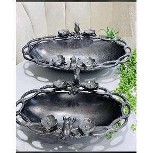 Bol en métal en aluminium fait à la main avec design de feuille Excellente qualité pour les noix et les collations Plats et assiettes de service - Product Image 4