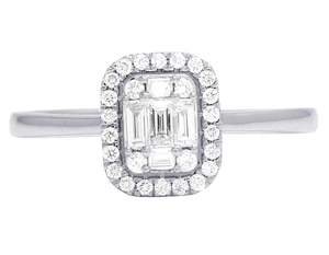 แหวนเพชรโมอิสทรงกลมและบาแกตต์ทรงสี่เหลี่ยมหรูหราแหวนคลาสสิกสำหรับผู้หญิงใน925เครื่องประดับเงินสำหรับงานแต่งงาน - Product Image 2